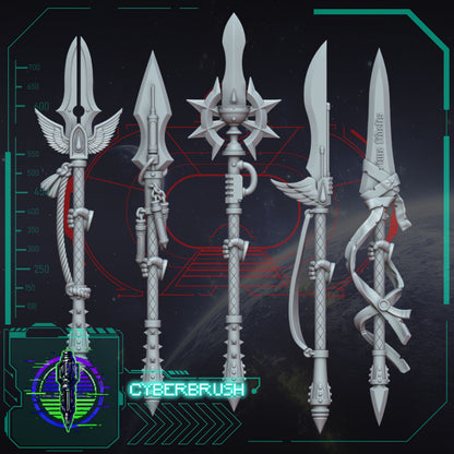 Crimson Angels Spear Set – 32mm presupported STL by Cyberbrush3D